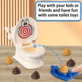 Lustiges Toilettenschiessen Spielset mit Cartoon-Toilette 2 Launcher 6 Plastik-Kotfiguren Kinderparty Spiel