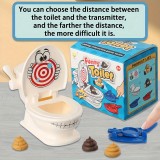 Lustiges Toilettenschiessen Spielset mit Cartoon-Toilette 2 Launcher 6 Plastik-Kotfiguren Kinderparty Spiel