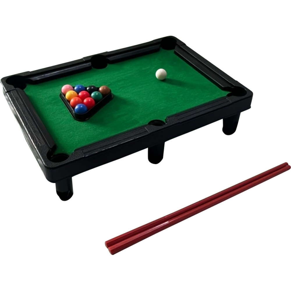 Miniatur Billard Spielset aus Plastik für Zuhause mit 11 Kugeln und 2 Billard Queues