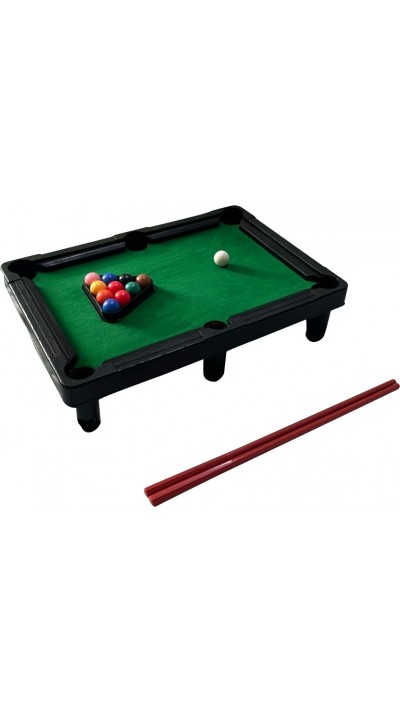 Miniatur Billard Spielset aus Plastik für Zuhause mit 11 Kugeln und 2 Billard Queues