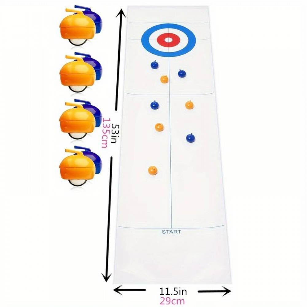 Tisch-Curling-Spiel Set mit 8 Steinen (Curling Kugel) und Matte für grosse Unterhaltung