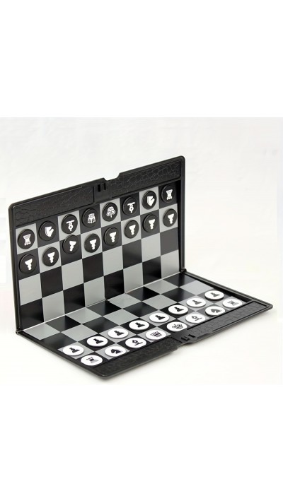 Jeu d'échecs format portefeuille pliable plat portable ultra compact facile à ranger avec pièces aimantées