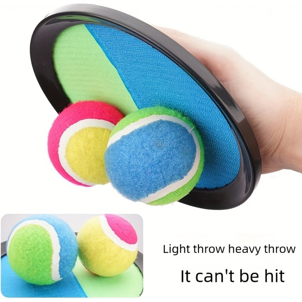 Jeu disques adhésifs velcro avec balle à attraper pour enfants et adultes (set de 2 disques et 1 balle) - Rose/jaune
