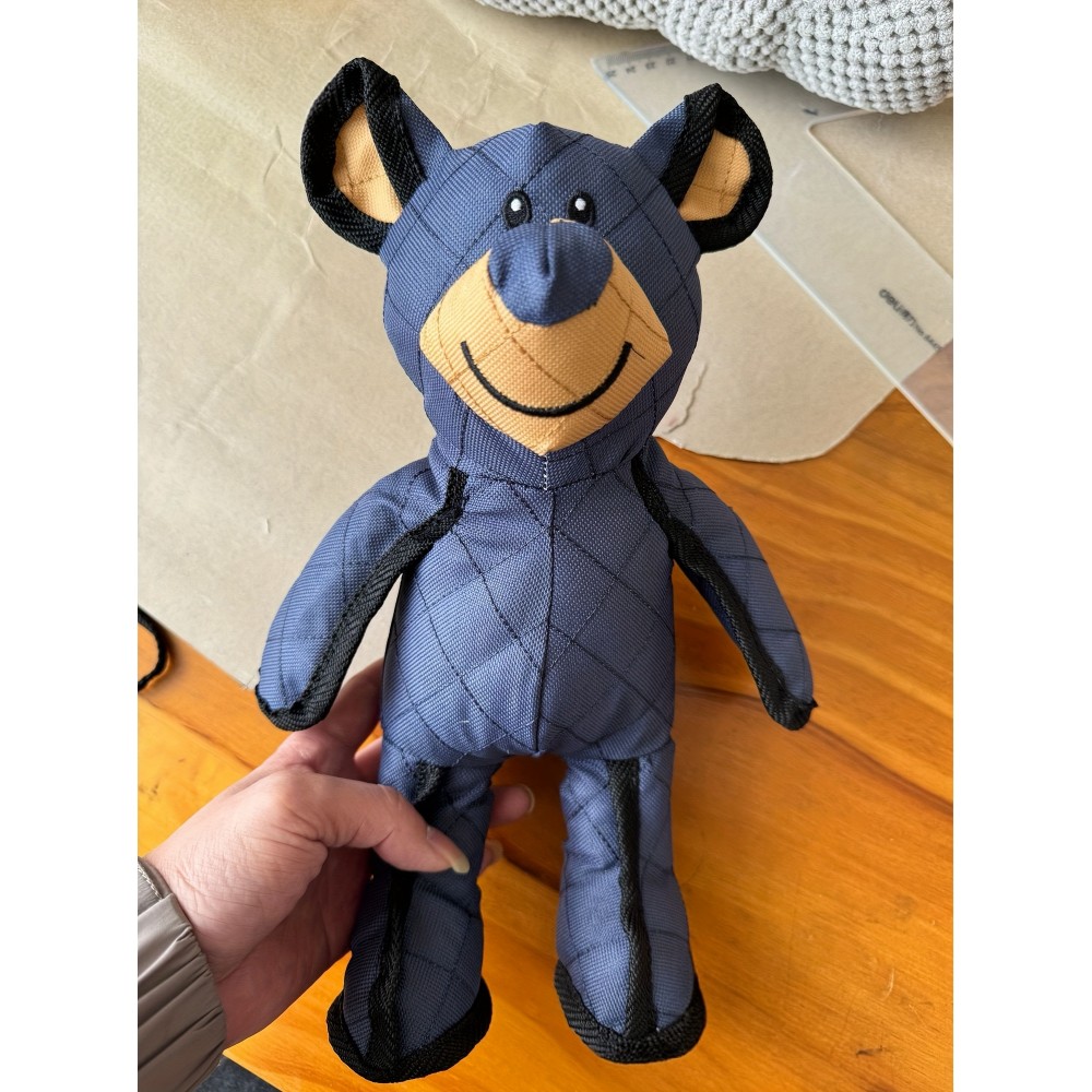 Robustes Hundespielzeug unzerstörbar Bären aus strapazierfähigem Stoff - Blau