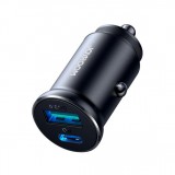 Joyromm JR-CCN05 Doppeladapter Zigarettenanzünder 30W USB- & USB-C Power Delivery + QC3.0 - Schwarz