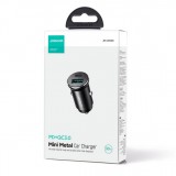 Joyromm JR-CCN05 Doppeladapter Zigarettenanzünder 30W USB- & USB-C Power Delivery + QC3.0 - Schwarz