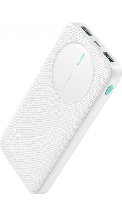 Joyroom 3 in 1 Powerbank mit 10000mAh Kapazität clean Design 2x USB-A 2.4 & 1x USB-C (In+Out) - Weiss