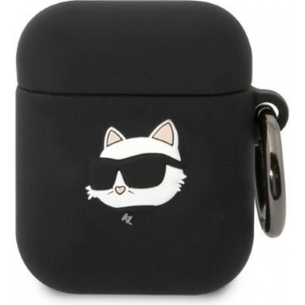 Coque AirPods 1 / 2 - Karl Lagerfeld KLA2RUNCHK silicone 3D Choupette - Noir