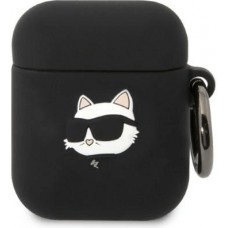Coque AirPods 1 / 2 - Karl Lagerfeld KLA2RUNCHK silicone 3D Choupette - Noir