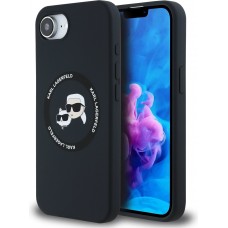 Coque iPhone 16e - Karl Lagerfeld et Choupette silicone Soft Touch avec MagSafe - Noir