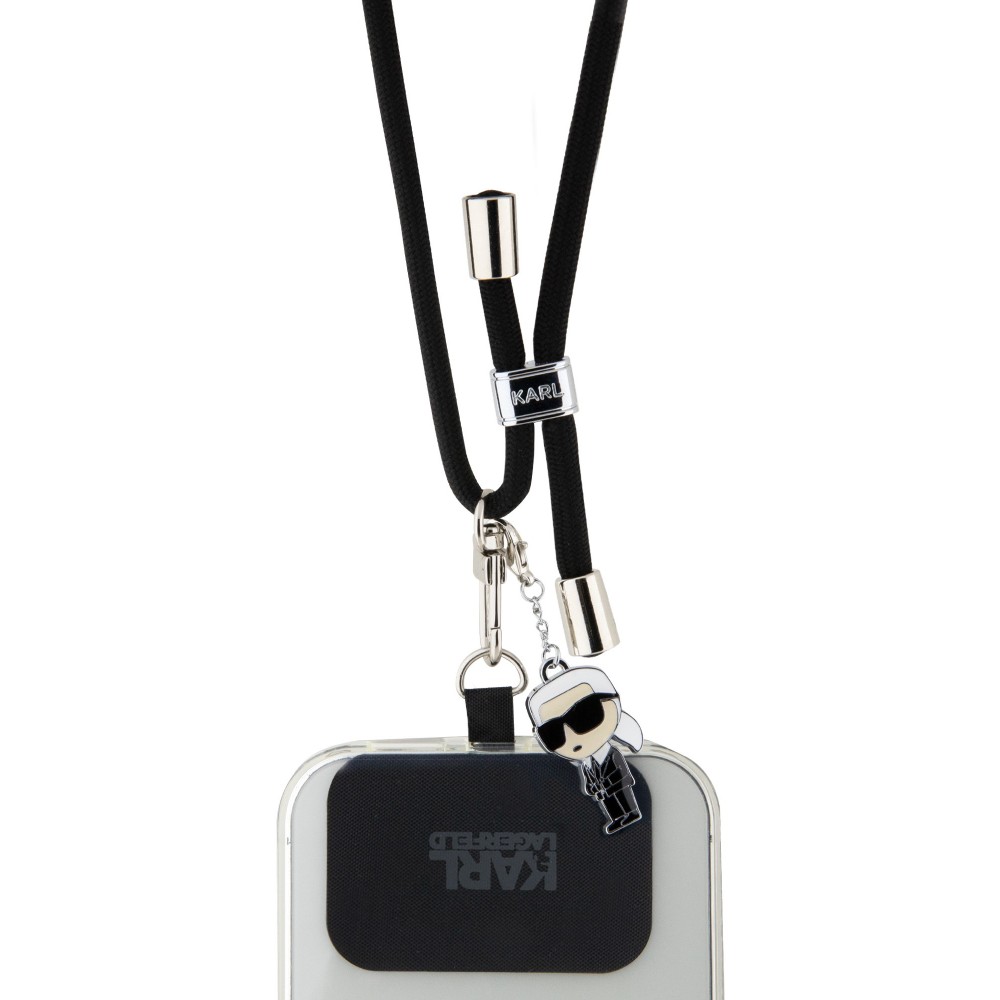 Karl Lagerfeld abnehmbares und verstellbares Lanyard mit Metallanhänger von Karl - Schwarz