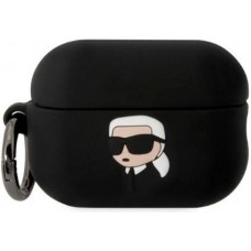 AirPods Pro / Pro 2 Case Hülle - Karl Lagerfeld Silikon 3D Kopf Karl - Schwarz