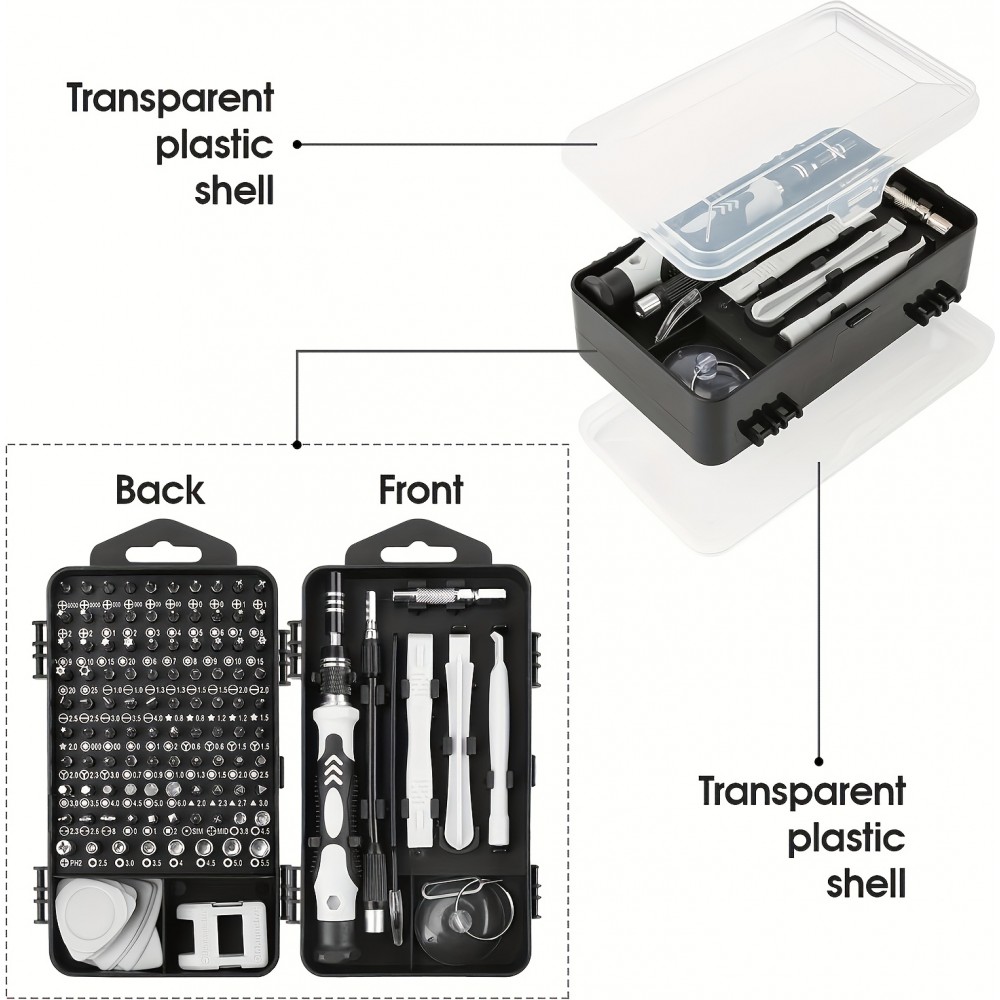 Kit de tournevis multifonction 115 en 1 avec embouts spéciaux et aimantation forte - Boite à outil professionnelle