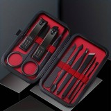 Professionelles 10-teiliges Maniküre- und Pediküre-Set mit tragbarem Reiseetui - Schwarz