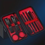 Professionelles 10-teiliges Maniküre- und Pediküre-Set mit tragbarem Reiseetui - Schwarz