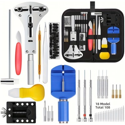 Uhren Reparatur Werkzeug Set (147 Teile) - Komplettes Uhrenmacher Kit - Schwarz