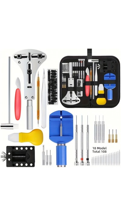 Uhren Reparatur Werkzeug Set (147 Teile) - Komplettes Uhrenmacher Kit - Schwarz