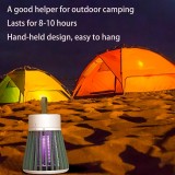 Lampe anti-moustiques LED USB rechargeable portable sans fil intérieur/extérieur avec lanière à pendre ou poser - Blanc / gris
