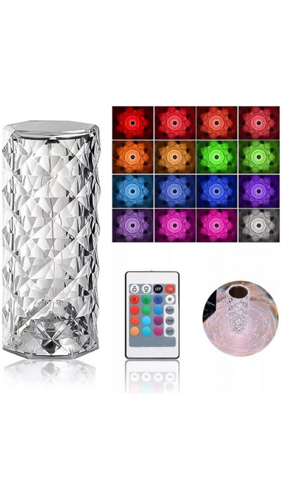 Tragbare kabellose Touch-Stimmungslampe mit Kristalleffekt Mehrfarbige LEDs 16 Farben - Grosse Version (21,5 cm)