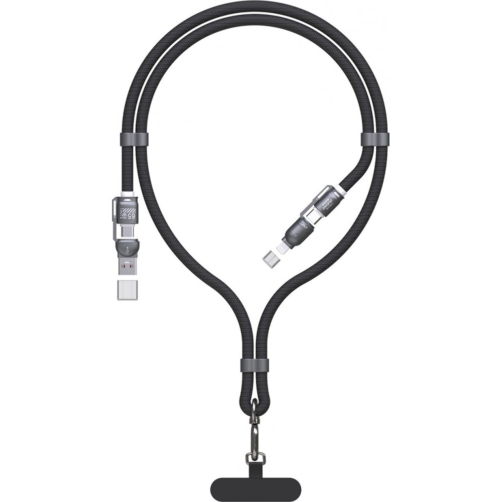 Dudao L20MAX 4-in-1 Kabelband USB-A / USB-C / Lightning PD QC 65W (1,5 m) - Schwarz