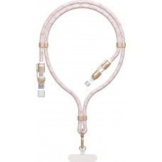 Lanière câble 4 en 1 Dudao L20MAX USB-A / USB-C / Lightning PD QC 65W (1.5 m) - Rose