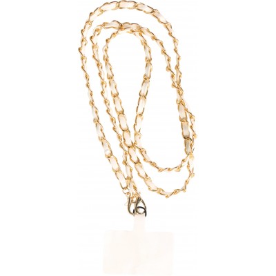 Elegante und raffinierte universelle Smartphone-Schlaufe/Schnalle aus Kunstleder und Metall - Weiss