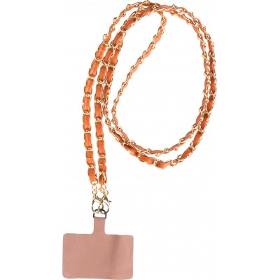 Elegante und raffinierte universelle Smartphone-Schlaufe/Schnalle aus Kunstleder und Metall - Braun