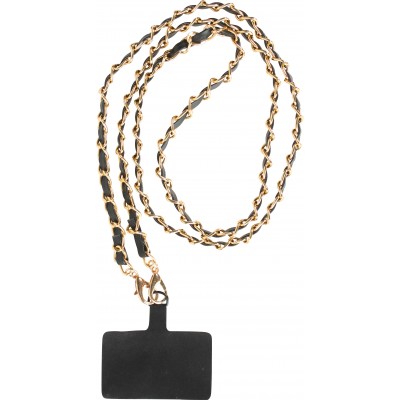 Elegante und raffinierte universelle Smartphone-Schlaufe/Schnalle aus Kunstleder und Metall - Schwarz