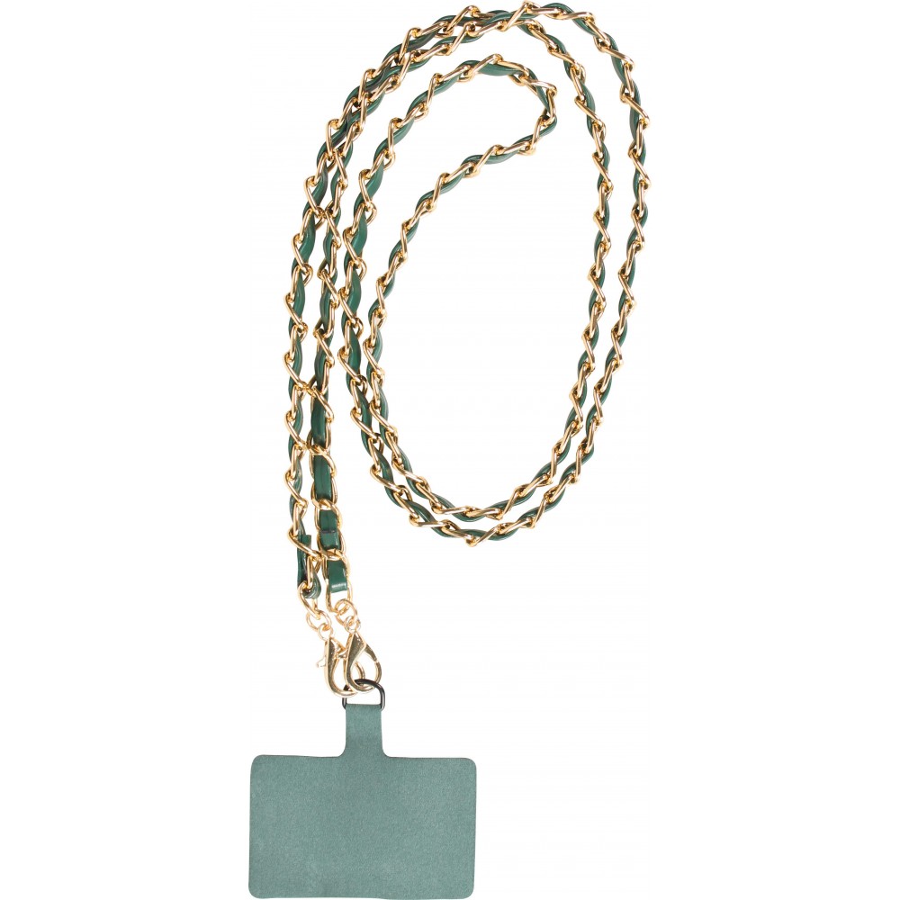 Elegante und raffinierte universelle Smartphone-Schlaufe/Schnalle aus Kunstleder und Metall - Grün