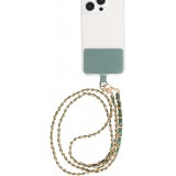 Elegante und raffinierte universelle Smartphone-Schlaufe/Schnalle aus Kunstleder und Metall - Grün