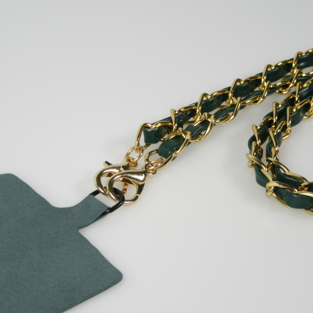 Elegante und raffinierte universelle Smartphone-Schlaufe/Schnalle aus Kunstleder und Metall - Grün