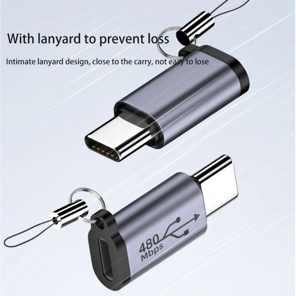 Lightning vers USB-C - Adaptateur de charge de haute qualité Connecteur Transfert de données 480Mbps Aluminium