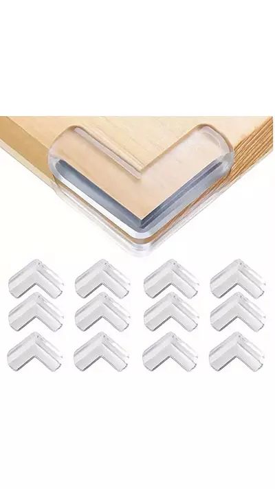 Lot de 12 protections pour coins de meuble en silicone idéal pour les bébés - Transparent