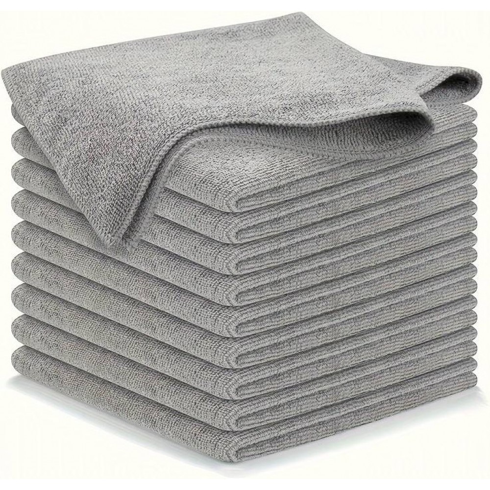 Set aus ultrafeinen Mikrofaser-Reinigungstüchern saugfähig und weich (Packung mit 10 Stück) - Hellgrau