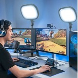 Lumière selfie de table studio sur pied bi-color pour visio-conférence / podcast / YouTube Stream