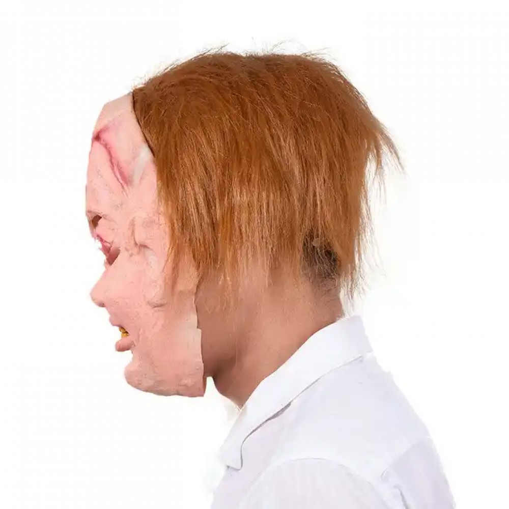 Gruselige Halloween-Maske mit integrierter Perücke und Glubschaugen