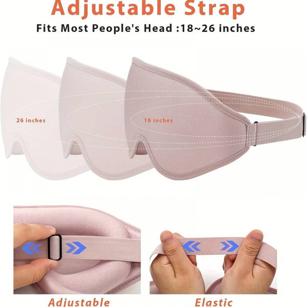 3D-geformte, verstellbare Schlafmaske für die Augen Unisex ideal zum Schlafen - Schwarz