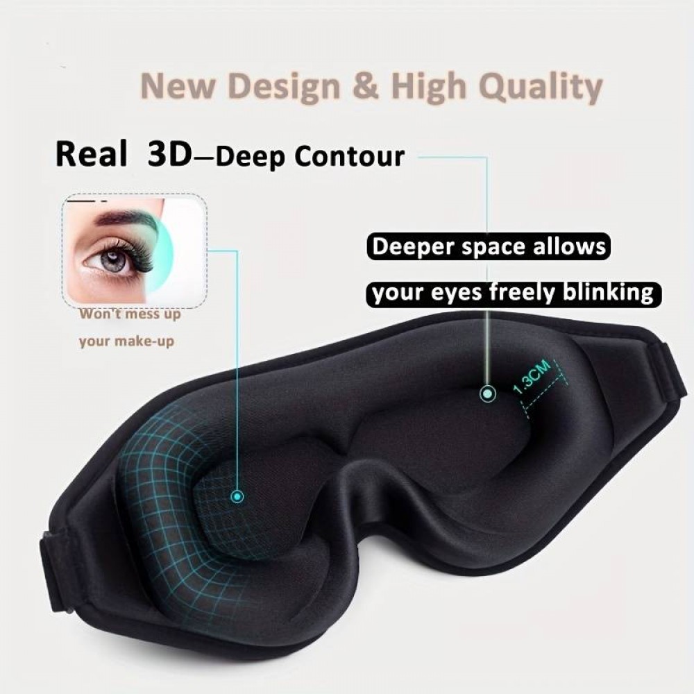 3D-geformte, verstellbare Schlafmaske für die Augen Unisex ideal zum Schlafen - Schwarz