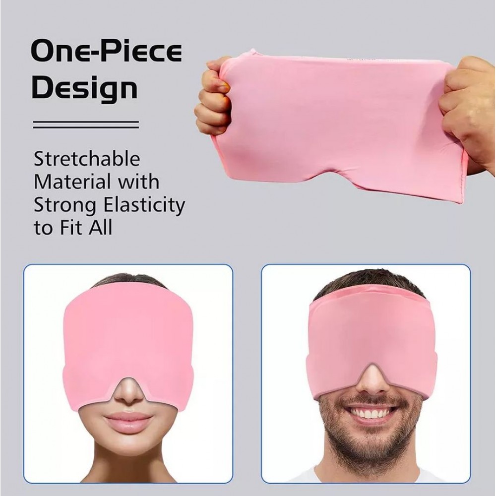 Masque / bonnet universel anti-migraine thérapie froid et chaud pour adulte - Rose