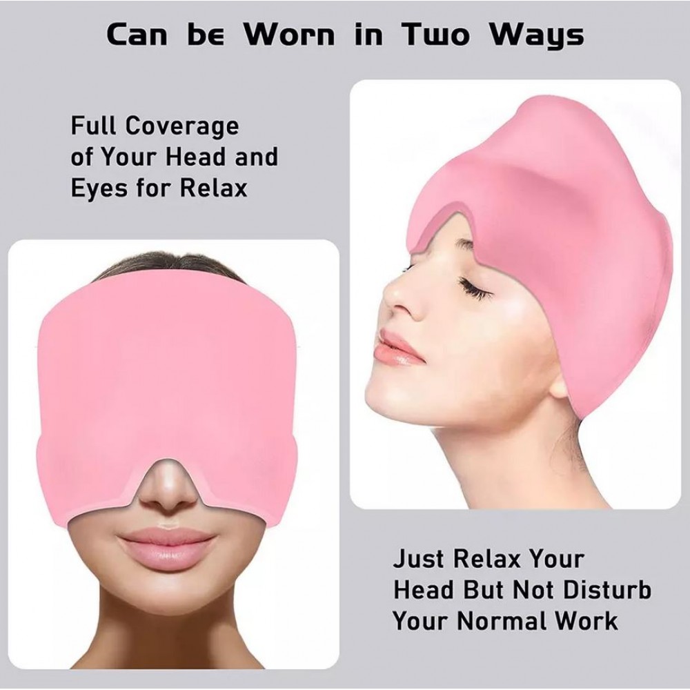 Masque / bonnet universel anti-migraine thérapie froid et chaud pour adulte - Rose