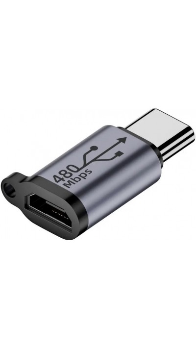 Micro USB zu USB-C - Hochwertiger Lade-Adapter Stecker Datentransfer 480Mbps Aluminium