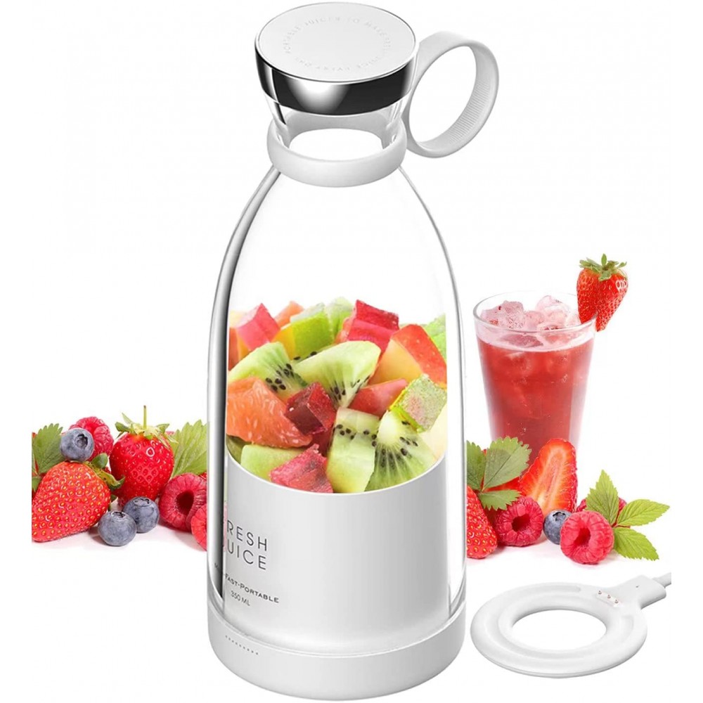 Fresh Juice - Smoothie Maker mixeur 350ml portable blender avec station de  charge à induction USB - Blanc
