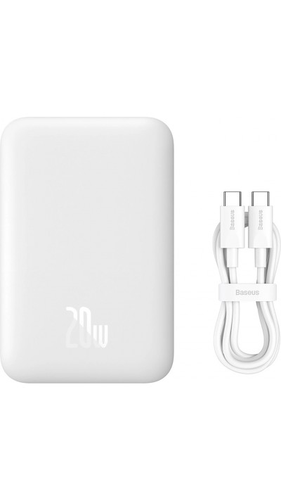 Baseus MagSafe 6000mAh Power Bank Mini Externe 20W mit USB-C Kabel - Weiss
