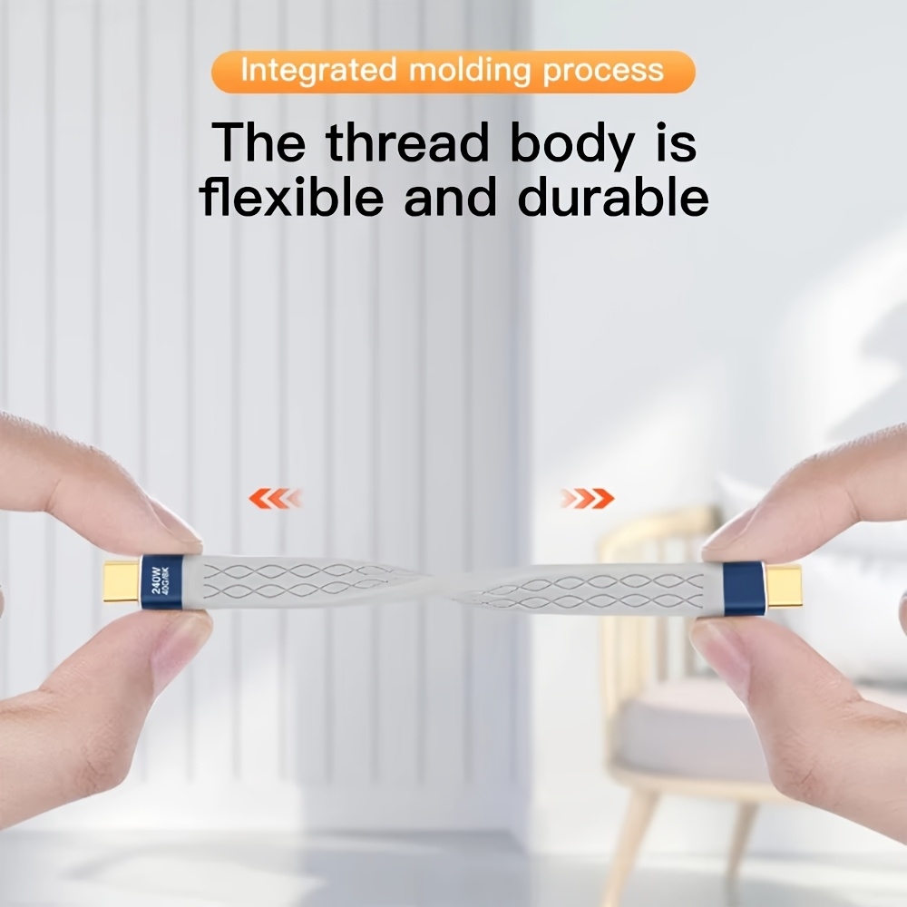 USB-C PD 240W Mini Flachkabel USB4 40 Gbps 8K@60 Hz Thunderbolt-kompatibel - Grau