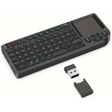Mini clavier sans fil 2.4G avec touchpad rétroéclairé et souris compacte pour PC et TV Smart - Noir