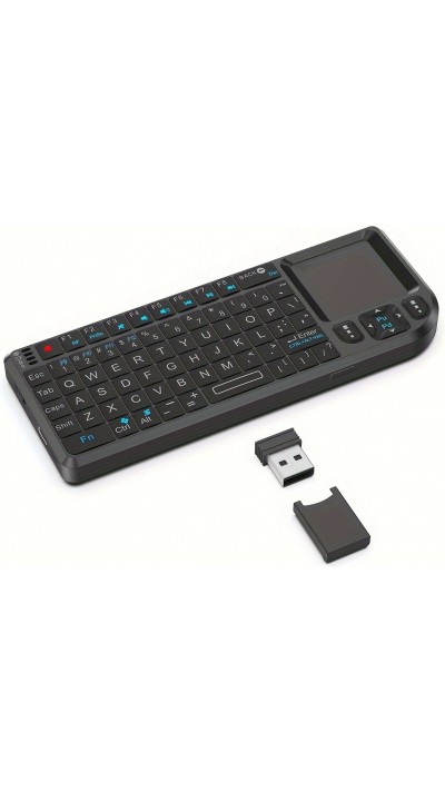 Mini kabelloses 2.4G Tastatur mit beleuchtetem Touchpad und kompakter Maus für PC und Smart TV - Schwarz