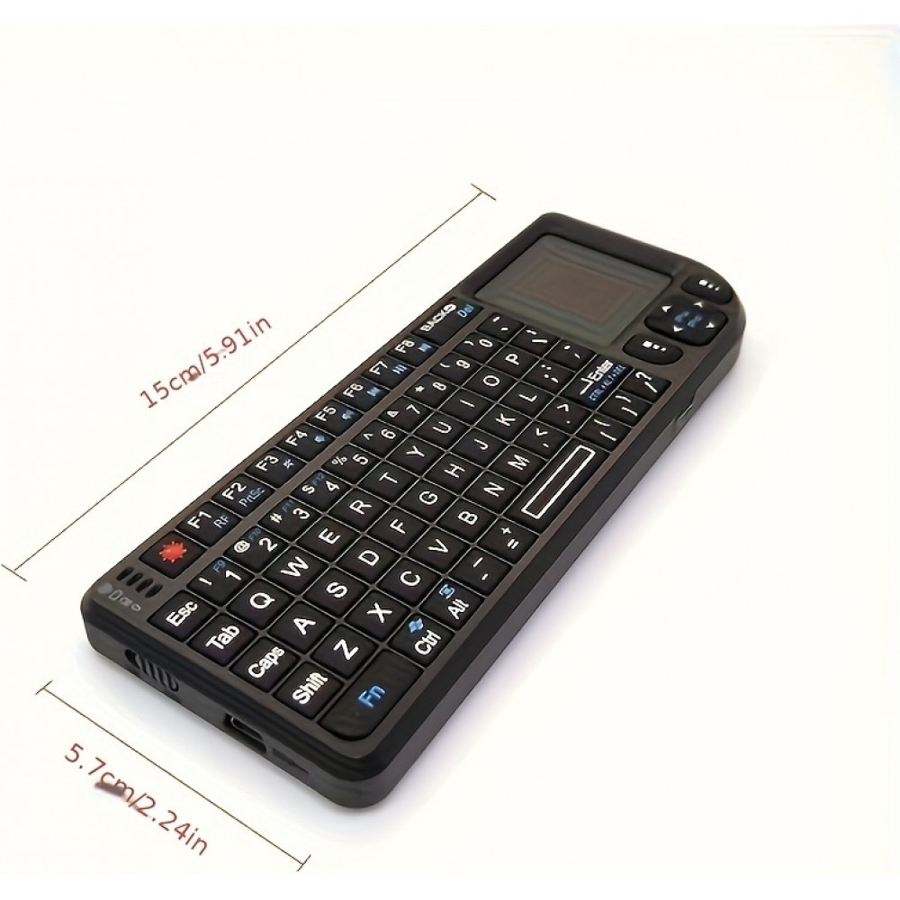 Mini clavier sans fil 2.4G avec touchpad rétroéclairé et souris compacte pour PC et TV Smart - Noir