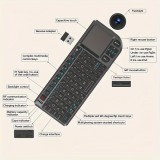 Mini clavier sans fil 2.4G avec touchpad rétroéclairé et souris compacte pour PC et TV Smart - Noir