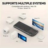Mini clavier sans fil 2.4G avec touchpad rétroéclairé et souris compacte pour PC et TV Smart - Noir