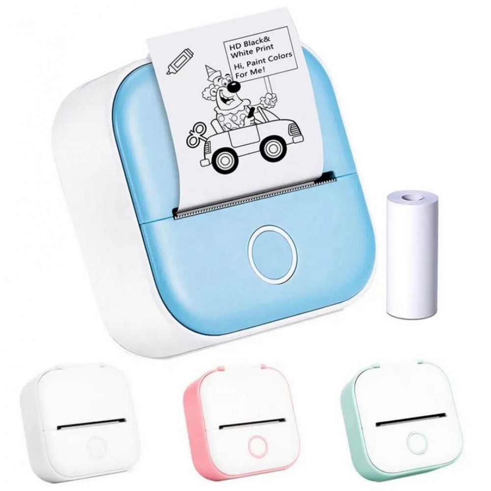 Tragbarer Mini-Bluetooth Foto Handydrucker - Phomemo T02 + 1 Thermorolle - Blau